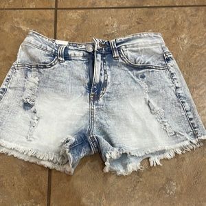Bleached blue jean shorts